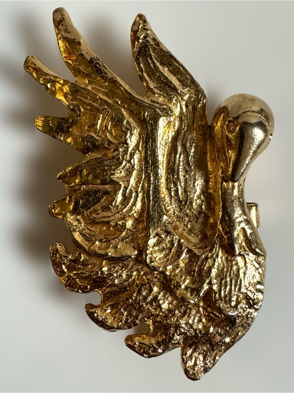 Vtg Mimi Di N Gold Tone Swan Belt Buckle Half 1972 Statement Hollywood Regency